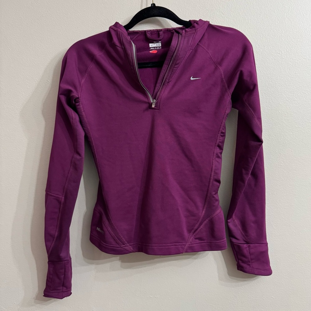 Nike Women Dri-Fit Half Zip Hoodie | Women’s Size XS | Fuscia Pink Athleticwear